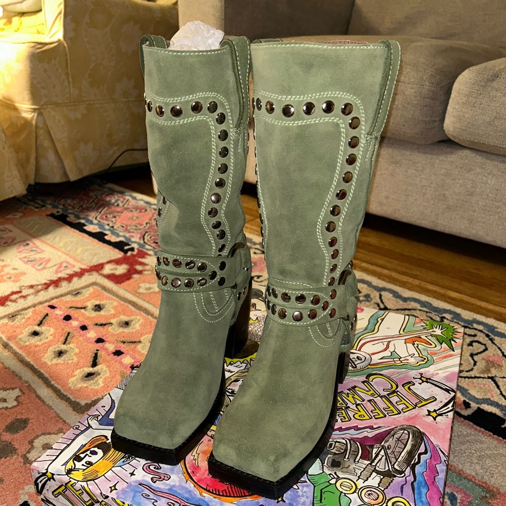 JUVENILE-S Green suede Jeffrey Campbell Boots